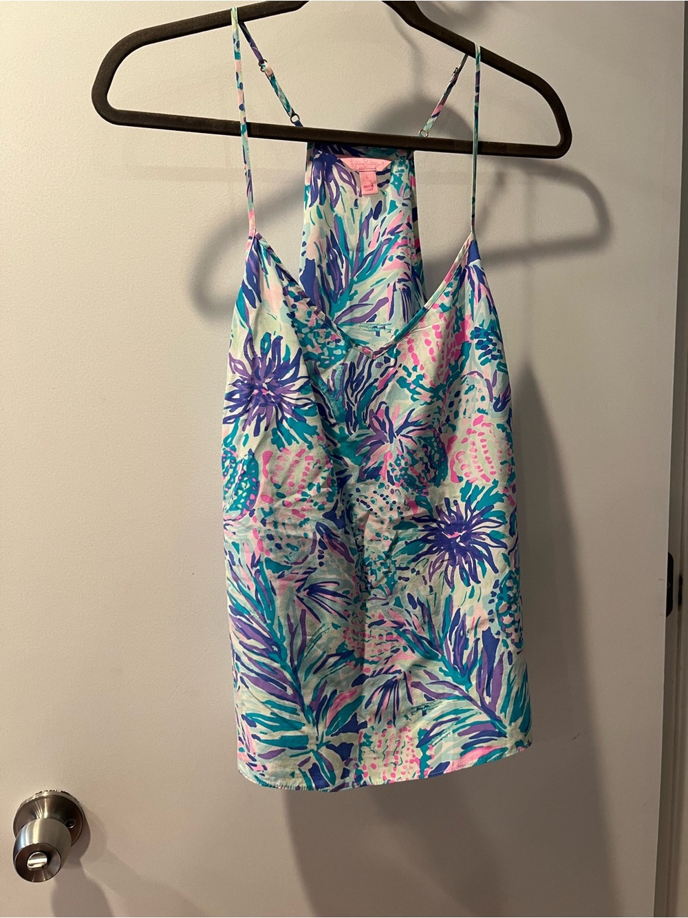 Lilly Pulitzer White Pink Blue Purple Tropical Print Camisole
